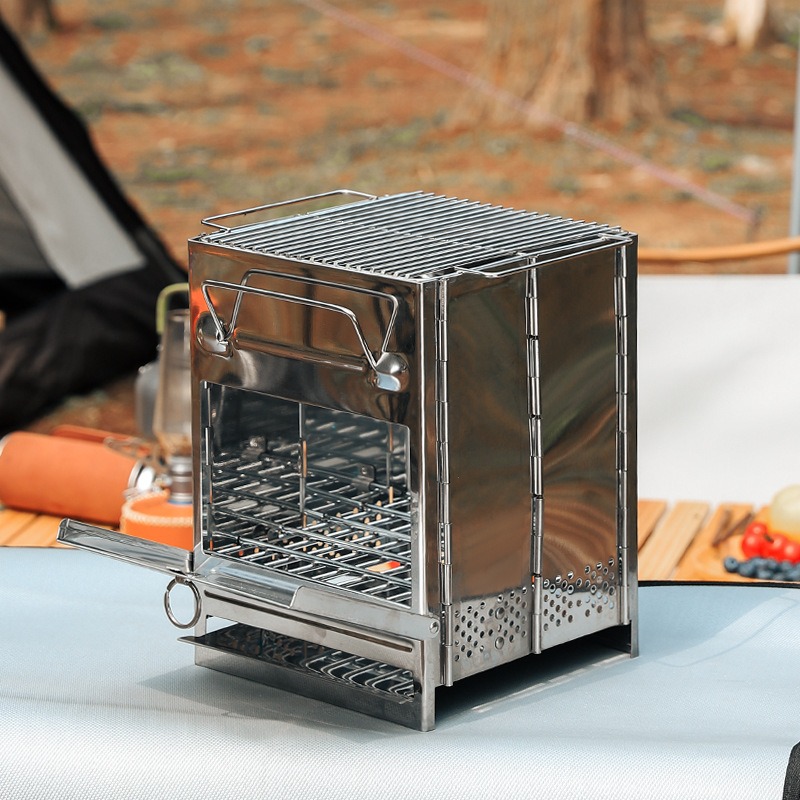 Outdoor Camping Wood Stove - Outdoor ultra-light and portable folding stainless