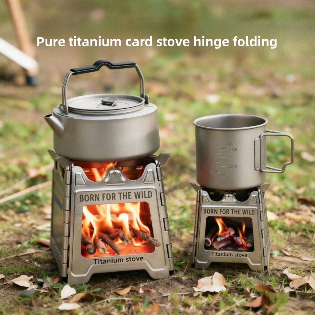 Outdoor Camping Wood Stove - TiForge Compact Folding Titanium Wood Stove