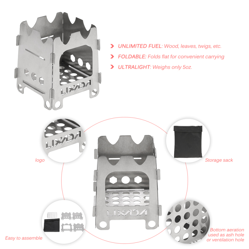 Lixada Titanium/Stainless stee - Outdoor Camping Wood Stove ulasan dan harga