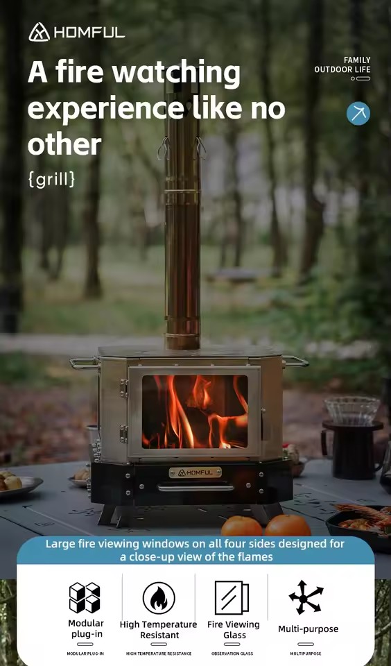HOMFUL Portable Firewood Stove - Outdoor Camping Oven ulasan dan harga