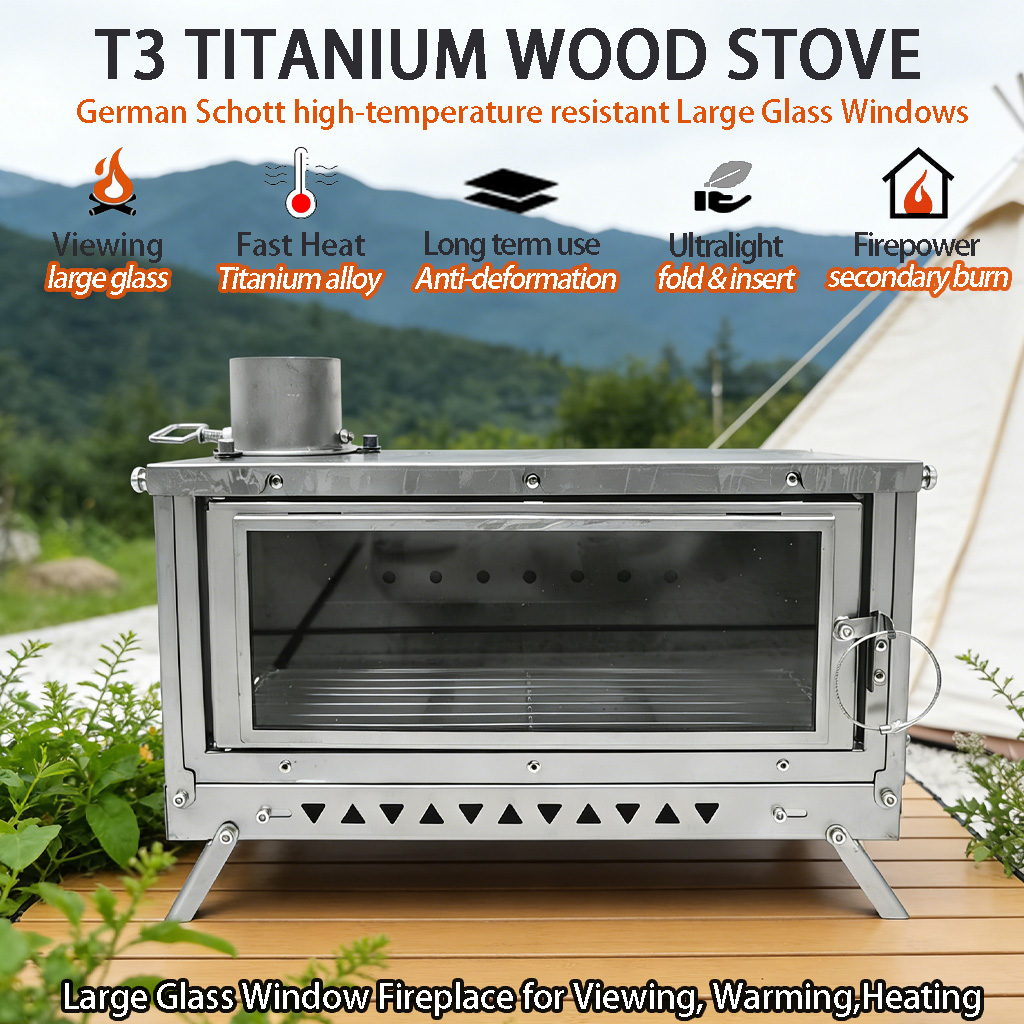 DANCHEL T3 Titanium Tent Stove - Outdoor Camping Wood Stove ulasan dan harga