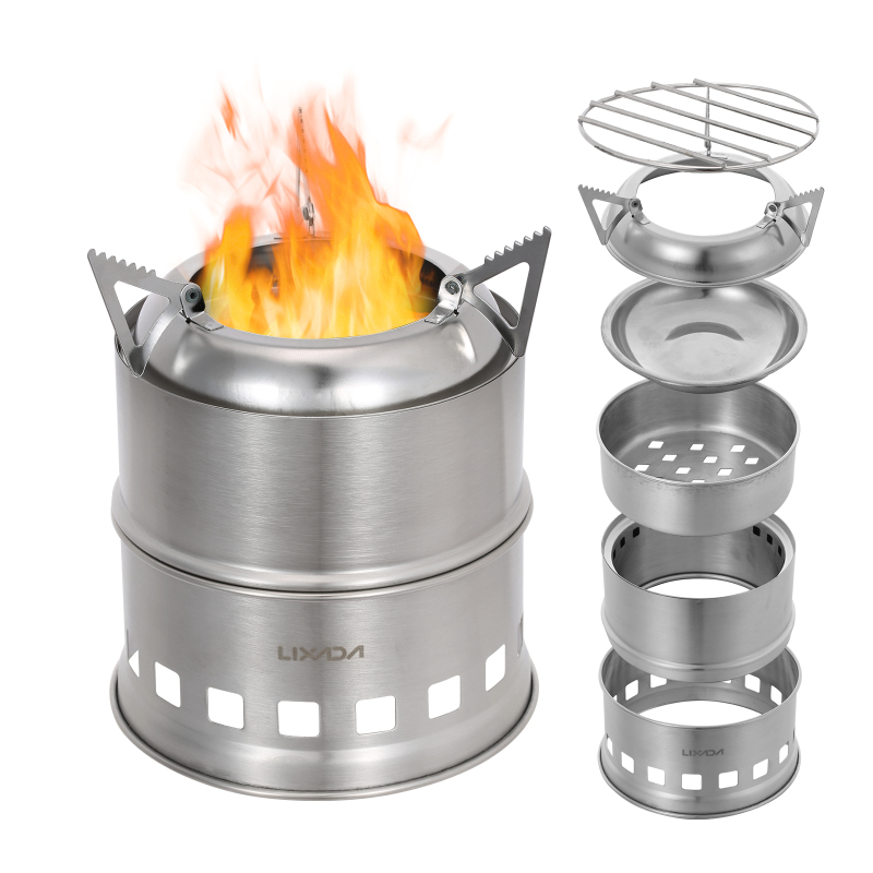 Lixada Stainless Steel Wood St - Outdoor Camping Wood Stove ulasan dan harga
