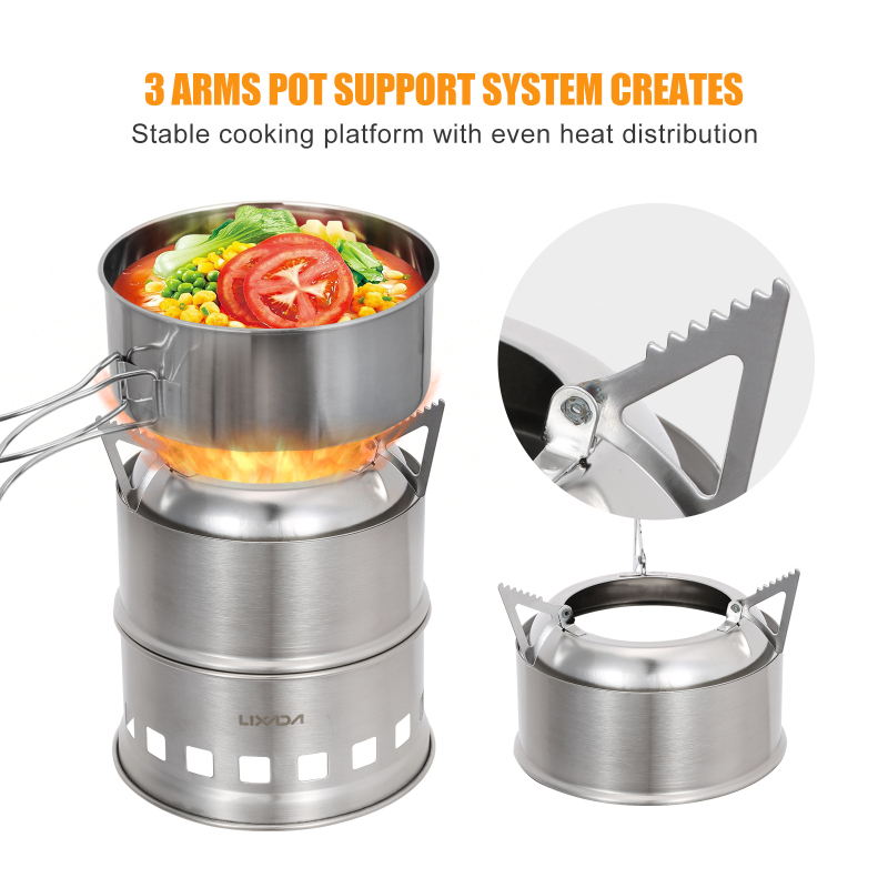 Lixada Stainless Steel Wood St - Outdoor Camping Wood Stove ulasan dan harga